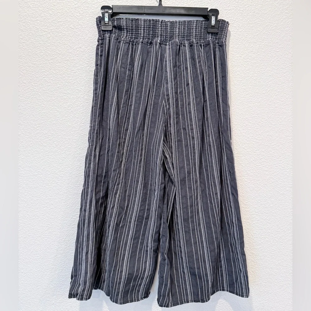 Given Kale Striped Wide Leg Pants M Smocked Waist Boho Coastal Grandmacore - Picture 5 of 11
